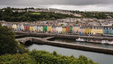 A view of the city of Dinan in Brittany, France.の素材