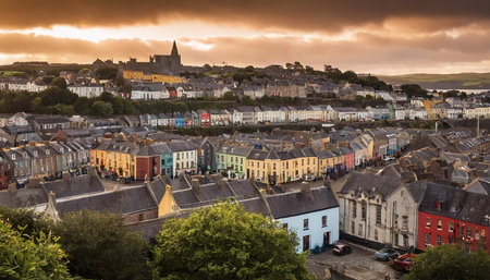 Panoramic view of the old town of Dinan, Brittany, Franceの素材