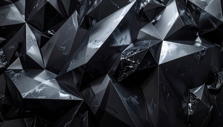 Abstract 3d rendering of chaotic structure. Futuristic background with polygonal shape.の素材
