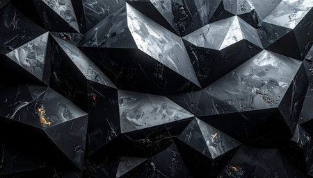 Abstract background of black polygonal geometric shapes. 3d renderingの素材