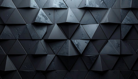 Abstract 3d rendering of chaotic black polygonal surface. Futuristic background.の素材