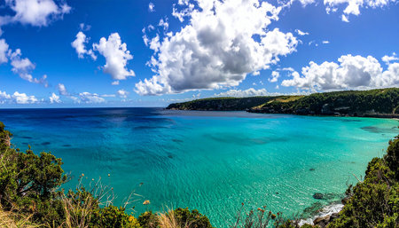Beautiful seascape with turquoise water and blue skyの素材