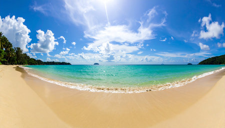 Beautiful tropical beach with white sand, turquoise sea and blue skyの素材