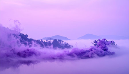 Foggy landscape with mountain and sky in the morning, Thailandの素材