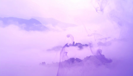 Fantasy landscape with fog in the sky. 3d illustration.の素材