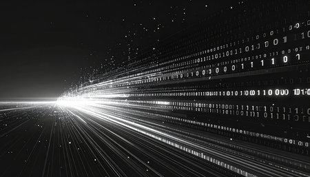 Abstract technology background with binary code. 3d rendering toned imageの素材