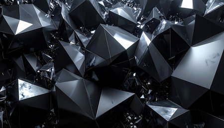 Abstract 3d rendering of chaotic low poly shapes. Futuristic background with polygonal shape.の素材