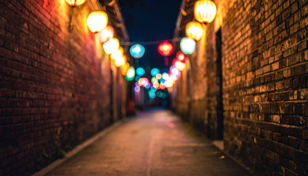 Bokeh of street lights in the night, vintage style.の素材
