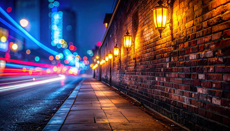 street light trails in shanghai china. night scene.の素材