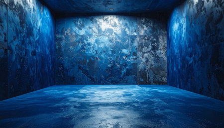 Dark blue empty room with concrete wall and floor. 3d renderingの素材