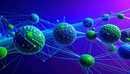 3d rendering of abstract digital technology background with connecting dots and linesの素材