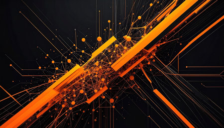 Abstract 3d rendering of chaotic structure. Futuristic background for business tech presentations.の素材