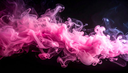 Colorful pink and blue smoke on a black background. Background from the smoke of vapeの素材