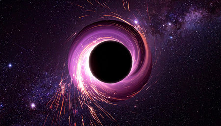Black hole in space with stars and nebula, computer generated abstract backgroundの素材