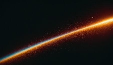 glowing lines and particles in space, computer generated abstract background, 3d renderの素材
