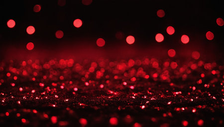 Red lights bokeh abstract background. Glitter vintage lights background.の素材