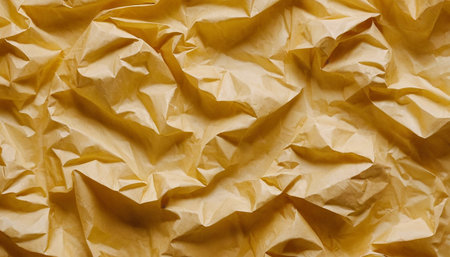 Crumpled paper background. Texture of yellow crumpled paper.の素材