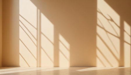 Empty room with sunlight from window. 3d render illustration mock upの素材