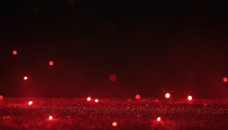 glitter vintage lights background. black and red. de-focusedの素材