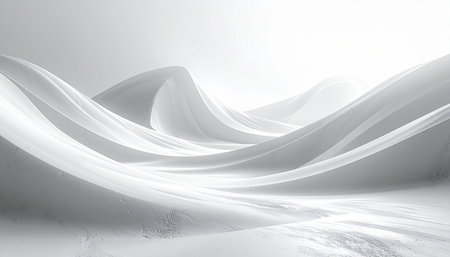 Abstract white wavy background. 3d render illustration with empty spaceの素材