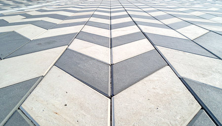 Perspective view of the paving slabs in the city.の素材