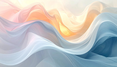 Abstract background with blue and orange waves. 3d rendering, 3d illustration.の素材