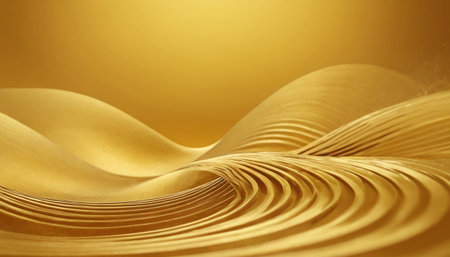 Golden background. 3d rendering 3d illustration. Golden wave.の素材