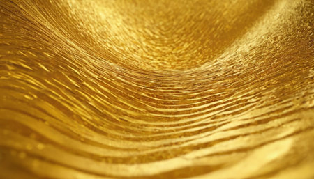Golden foil texture background. 3d rendering, 3d illustration.の素材