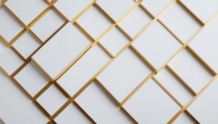 abstract background of white and gold geometric shapes in the form of squaresの素材