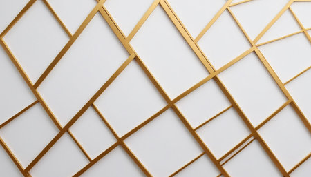 White and gold geometric pattern background. 3d rendering, 3d illustration.の素材