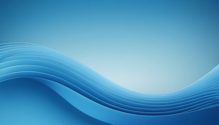 abstract blue background with smooth wavy lines, 3d illustrationの素材