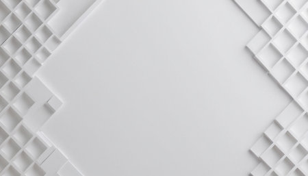 Abstract geometric shapes on white background. Top view. Copy space.の素材