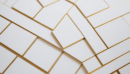abstract background of geometric shapes made of white and gold, 3d renderの素材