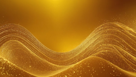 Golden abstract background with smooth lines and sparkles. 3d renderingの素材