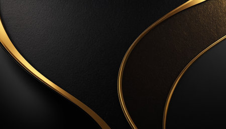 Black background with golden lines. Element for design. Template for designの素材