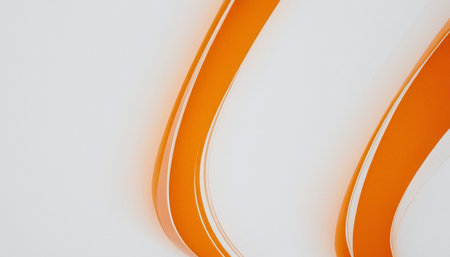 abstract orange and white curved lines on a white background. 3d renderingの素材