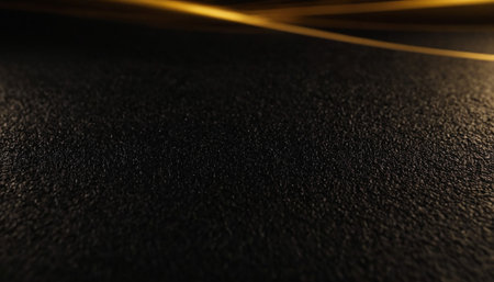 Abstract golden lines on a black background. 3d render illustration.の素材
