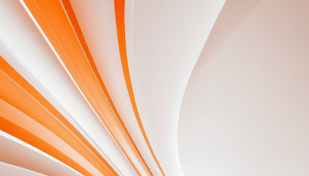 Abstract orange and white background with curved lines. 3d render illustrationの素材