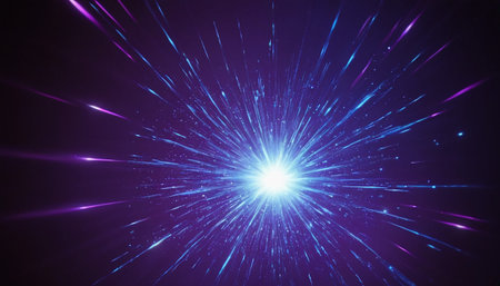 abstract star with lens flare and bokeh effect on dark backgroundの素材