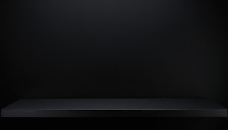 Black shelf on black wall background. Mock up, 3D Renderingの素材