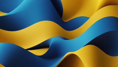 Flag of Ukraine waving in the wind. 3d render illustration.の素材