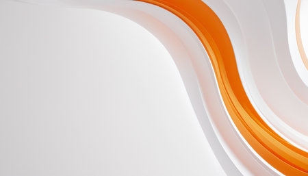 Abstract background with white and orange curved lines, 3d render illustrationの素材