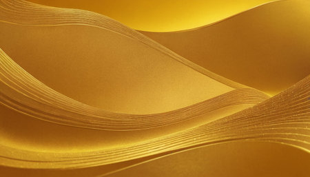 Abstract gold background with curved lines. 3d rendering, 3d illustration.の素材