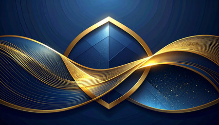 Abstract blue background with golden elements. Vector illustration. Eps 10.の素材