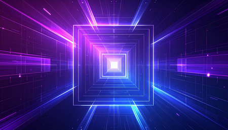 abstract technology background, 3d illustration, horizontal,  violetの素材
