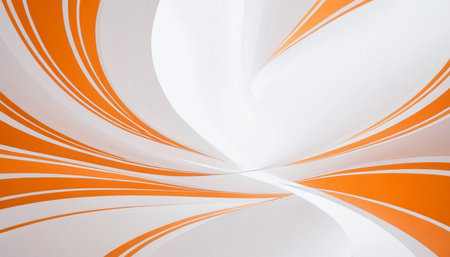 abstract orange and white curved lines on a white background. 3d renderの素材
