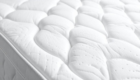 Close up of white mattress texture for background. Softness and comfort concept.の素材
