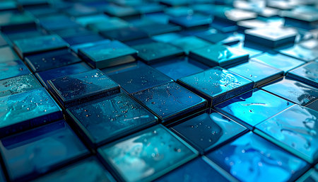 Abstract 3d rendering of chaotic geometric composition. Background with cubes.の素材