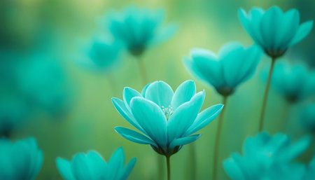 Blue flowers in the meadow. Spring background. Soft focus.の素材