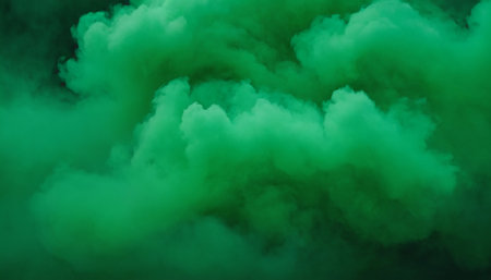 Green smoke on black background. Abstract cloud. 3D rendering illustrationの素材